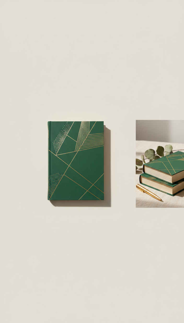 Hardcover book forest green gold foil