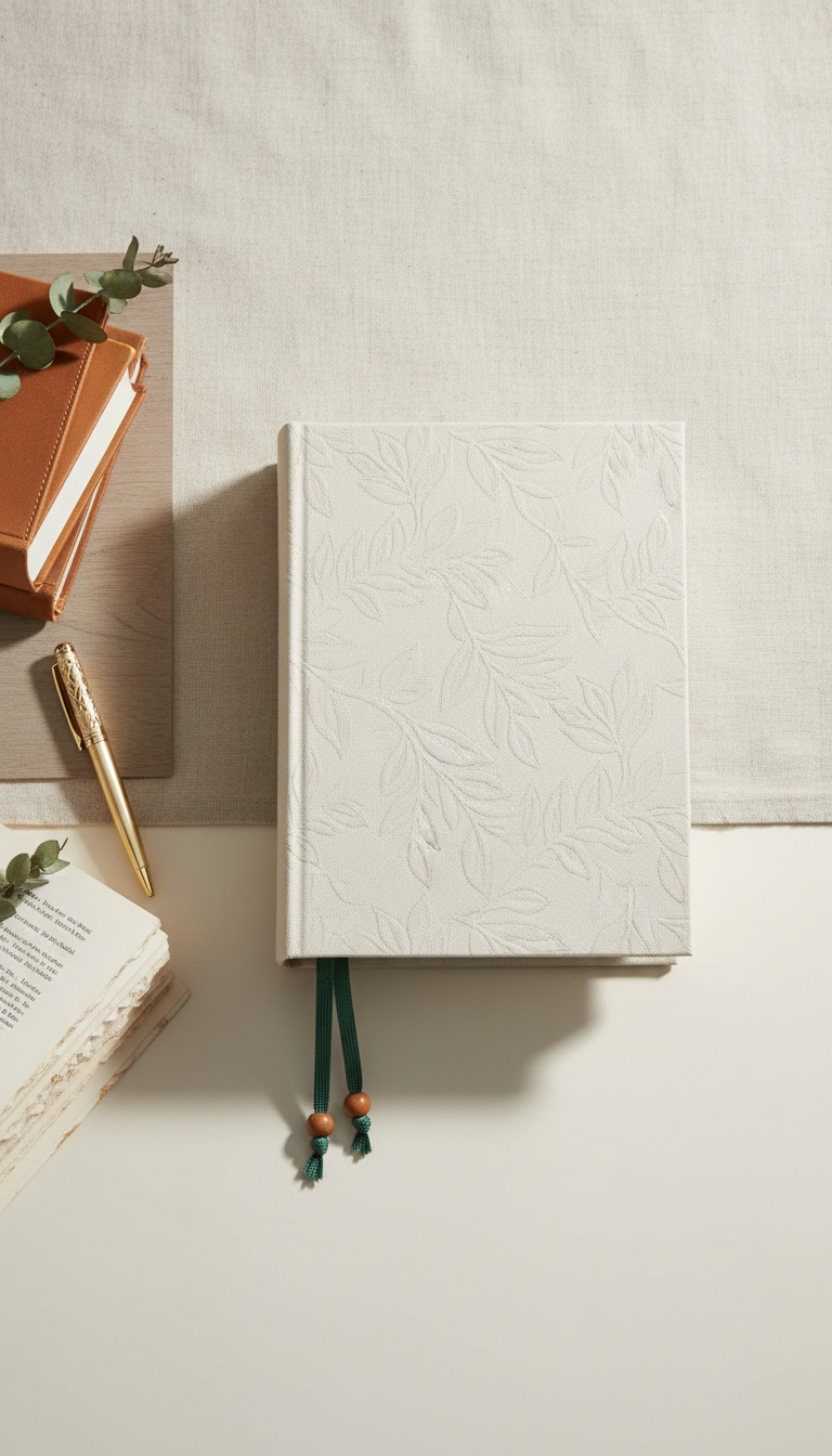 Deluxe cream hardcover gift set branded bookmark