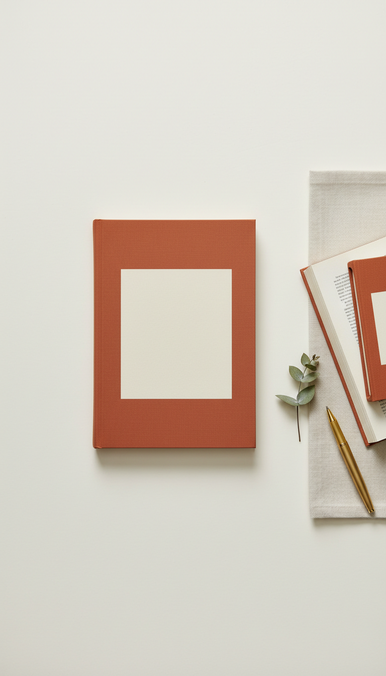 Softcover book burnt terracotta cream block
